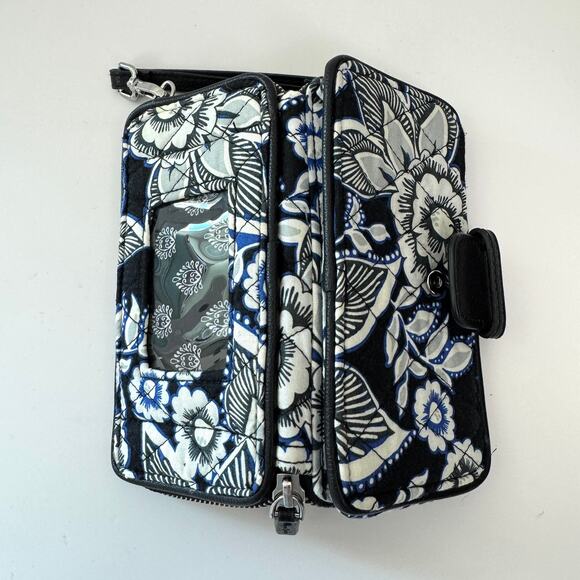 Vera Bradley Wristlet Wallet Snow Lotus Floral RFID Travel Quilted Zip Black - Picture 6 of 8
